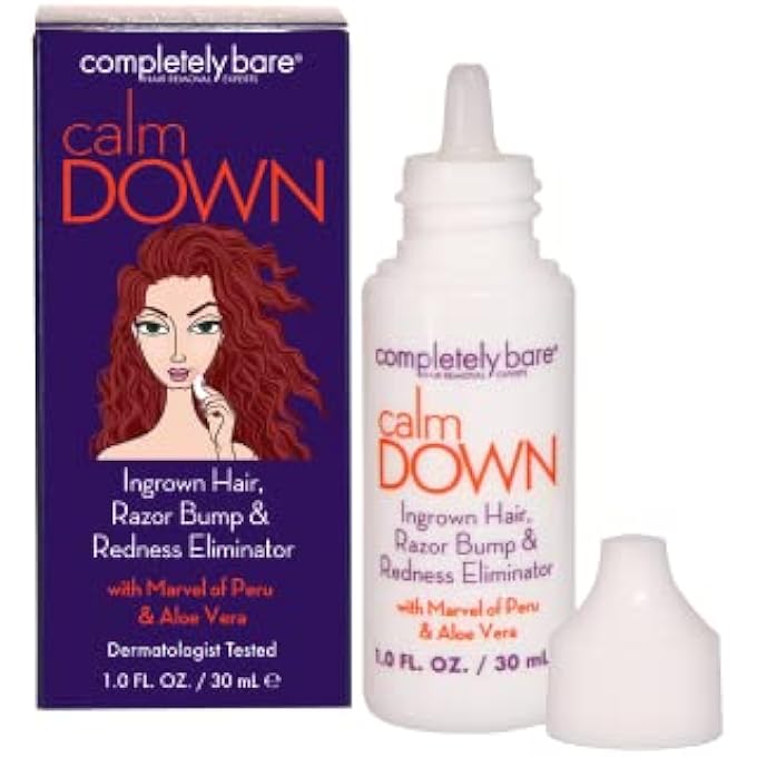 Completely Bare مزيل الشعر الناشئ من الوجه، ومزيل نتوءات الحلاقة والاحمرار - يخفف من انزعاج البشرة ويعزز تجديد البشرة لفتح المسام وتقليل الشعر الناشئ، 1 أونصة - Image 1